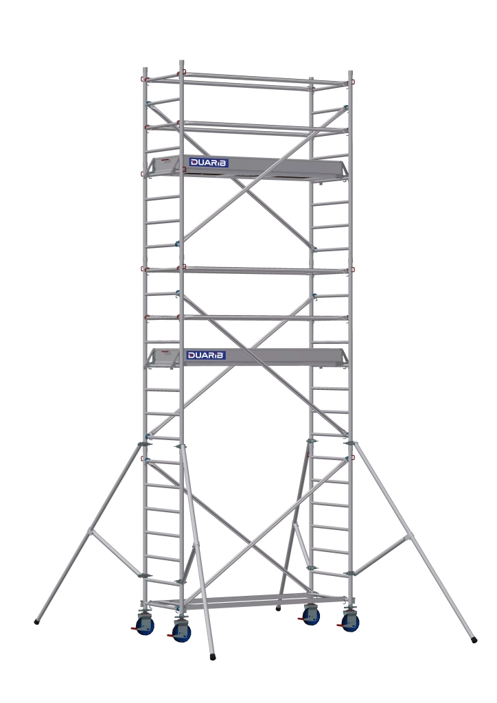 Echafaudage roulant aluminium Docker 85 Lisses et sous-lisses longueur 2.05 m - Hauteur plancher 4m90