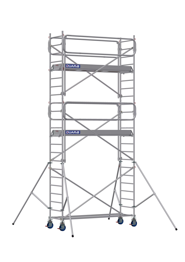 Echafaudage roulant aluminium Docker 85 Garde-corps EXMDS longueur 2.54 m - Hauteur plancher 4m90